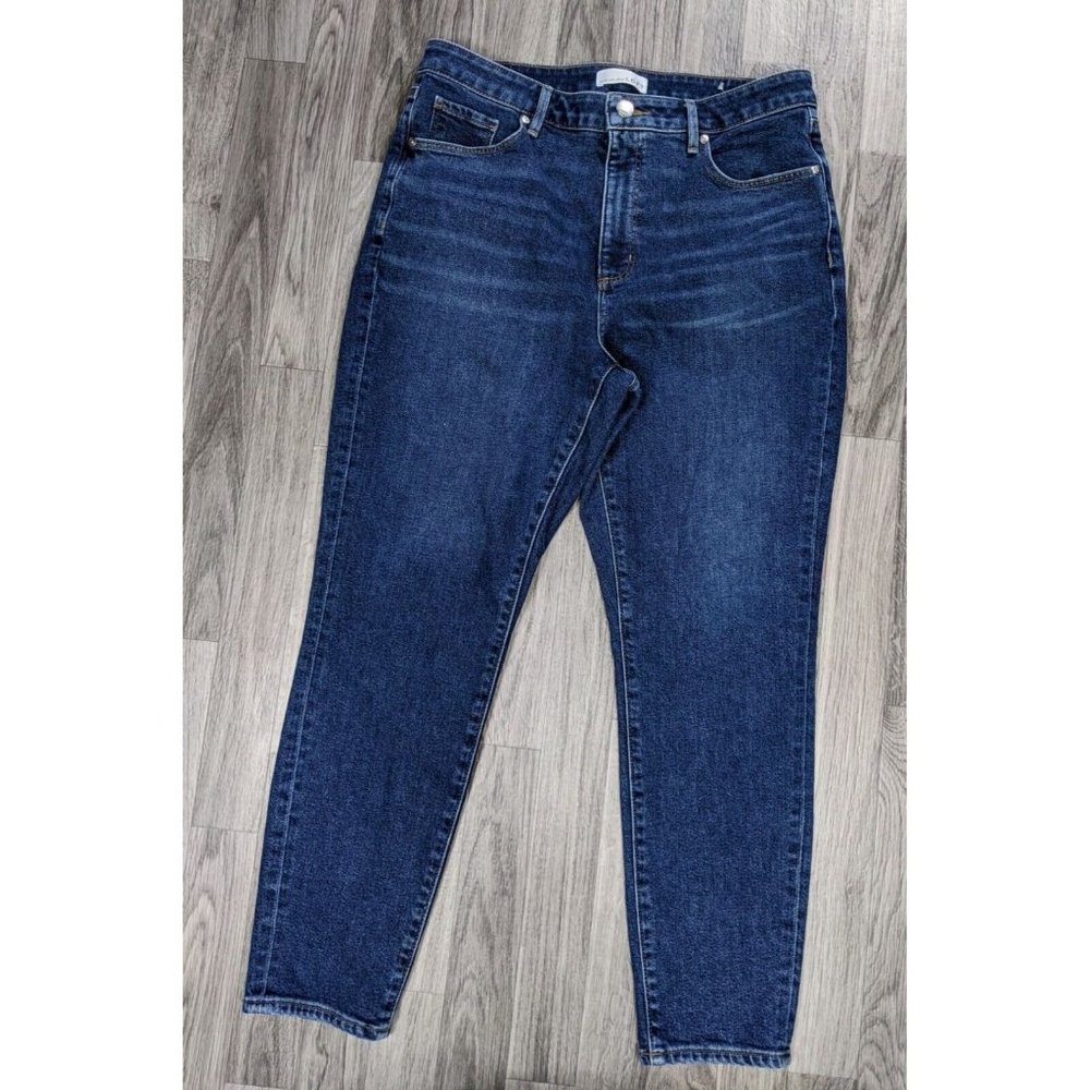 Loft Size 31/12 Curvy High Waist Skinny Ankle Whiskered Denim Blue Jeans